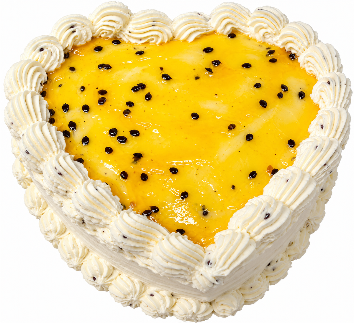 Torta corazón de maracuyá y ganache de chocolate para 15 personas